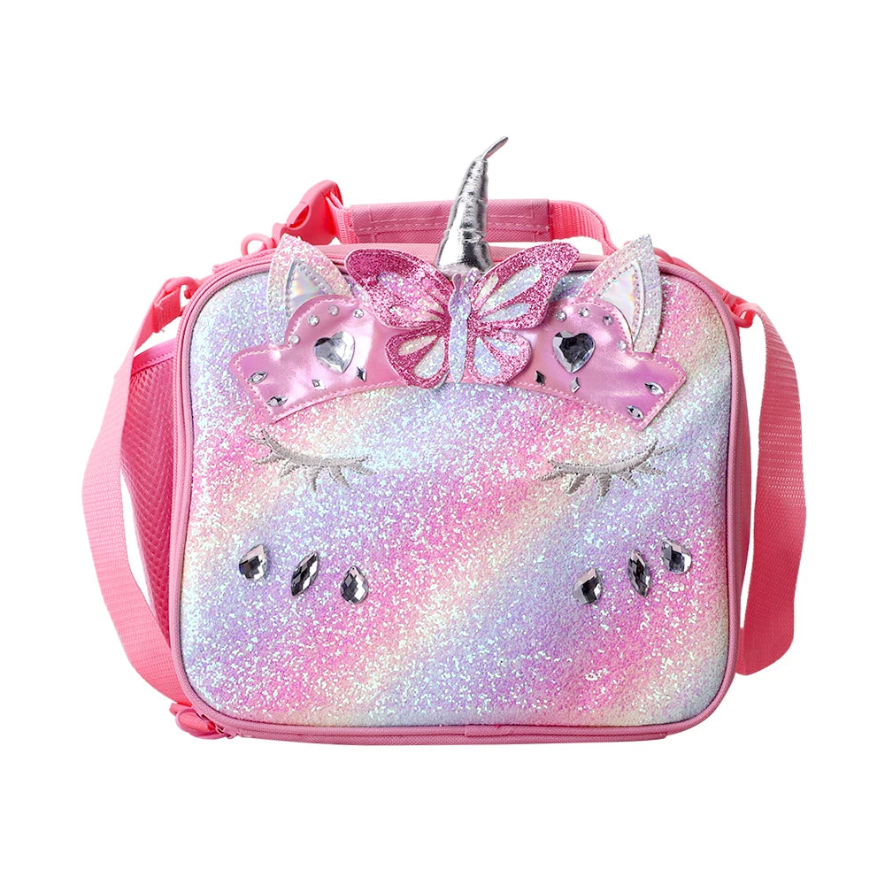 Mermaid Lunch Bag For Children's School Thermal Insulation Bag Adjustable Shoulder Strap Cute Cartoon Bento Bag Kids Lunch Bag