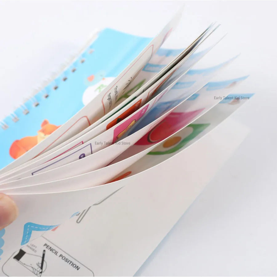 Children Notebook Waterproof White Hard Paper Board+1 Erasable Pen Can Write Reusable Magic Books Kid Early Practice Calligraphy