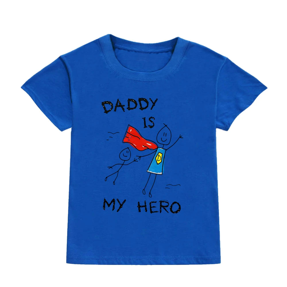 Daddy Is My Hero Kids T-Shirt - Casual Toddler Short Sleeve T-shirt Children