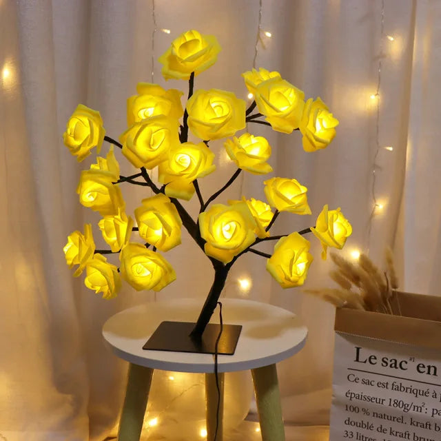 24 LED Flowers, Tree Lights USB Table Lamp Fairy Maple Leaf Night Light Home Party Christmas Wedding Bedroom Decoration Gift