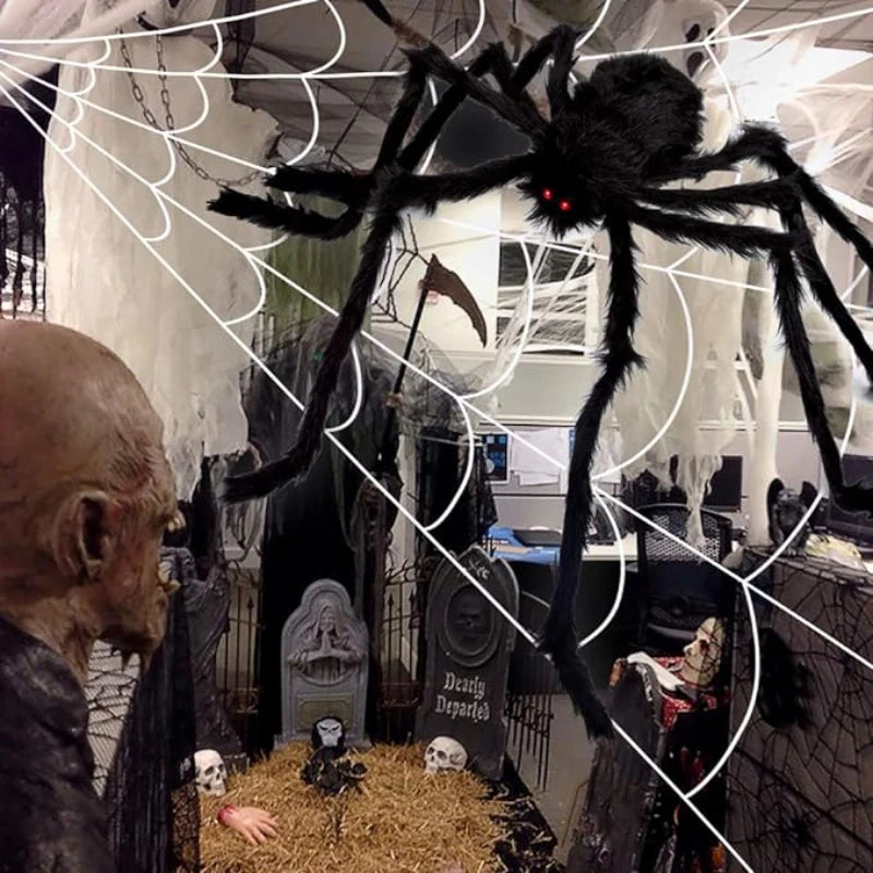 Giant Black Spider Halloween Outdoor Home Bar Party Haunted House Decoration 30cm/50cm/75cm/90cm/125cm/150cm/200cm