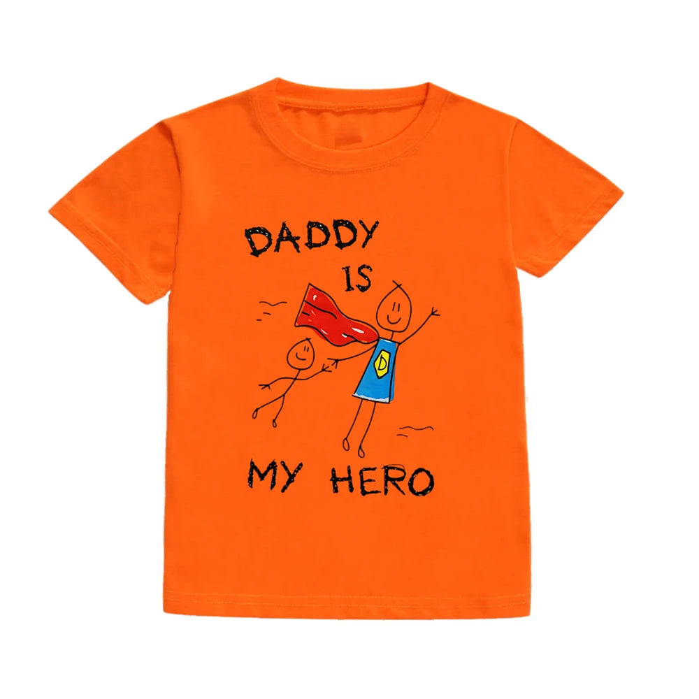 Daddy Is My Hero Kids T-Shirt - Casual Toddler Short Sleeve T-shirt Children