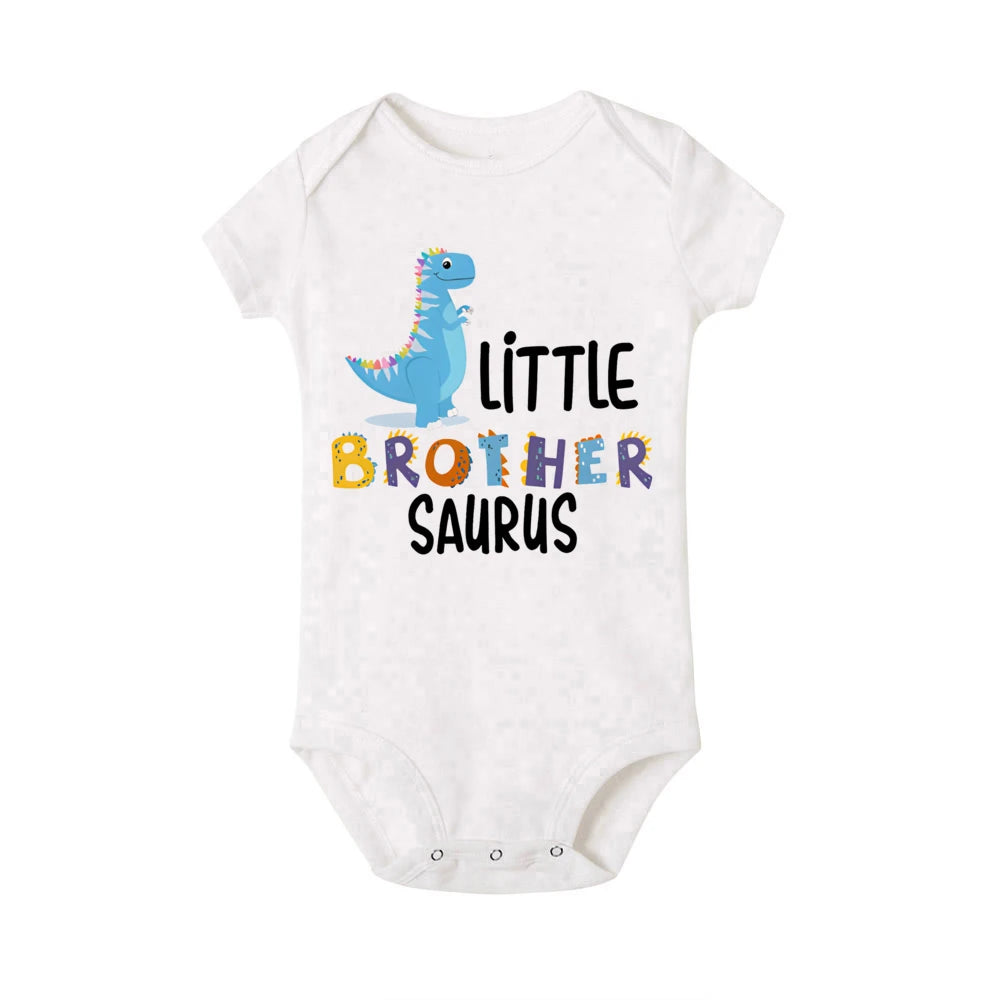 Big Sister Little Brother Dinosaur Print Family Matching Clothes Boys Girls T-shirt Toddler Bodysuit KidsTee Short Sleeve Outfit