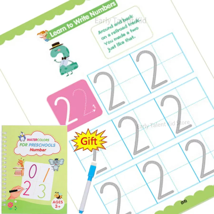 Children Notebook Waterproof White Hard Paper Board+1 Erasable Pen Can Write Reusable Magic Books Kid Early Practice Calligraphy