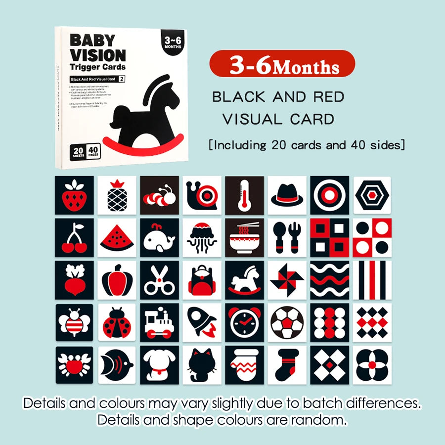 20 sheets/pack Baby Visual Stimulation Cards - Montessori High Contrast Flash Card for Infant - Children Cognition Toy