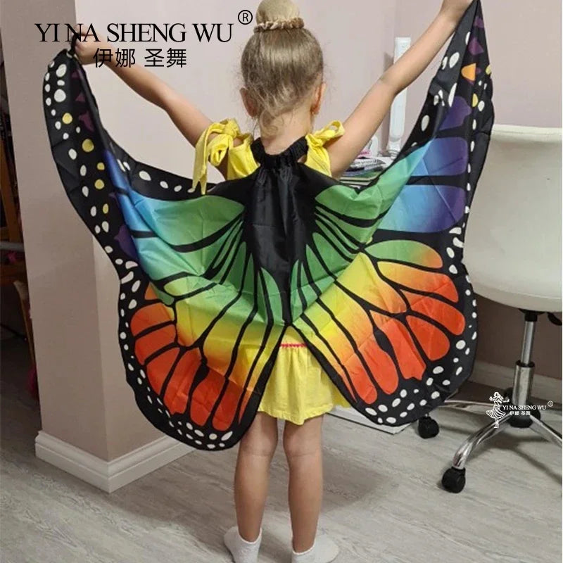 Kids Butterfly Performance Wings Cosplay Accessories Halloween Carnival Props Wing Costumes For Girls Boys Cloak Party FavorGift