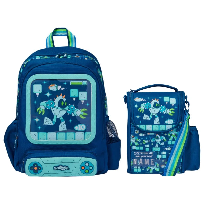 Smiggle Medium-Sized Backpack For Elementary School Students, Cartoon School Bag For Boys, Lunch Box Wallet, Student Supplies