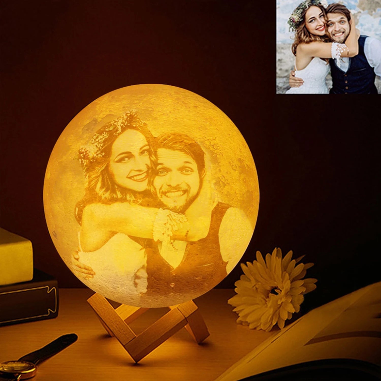 3D Printing Moon Lamp Personalized Photo Text Customized Night Light USB Rechargeable Birthday Mother Day Valentine's Lunar Gift