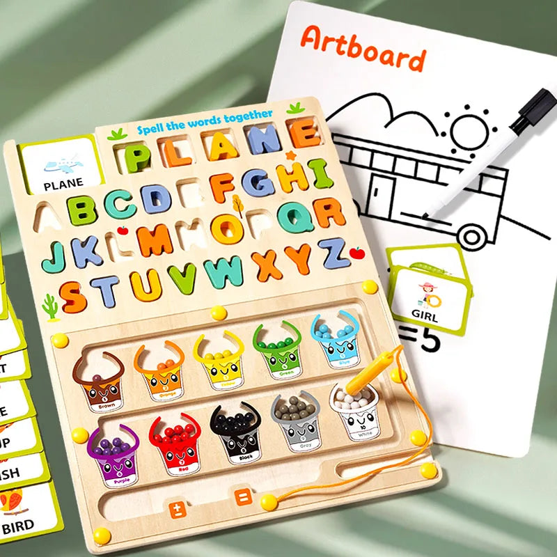 Magnetic Color Number Maze Wooden Matching Drawing Board Montessori Educational Sensory Toys Fine Motor Skills Travel Kids toys