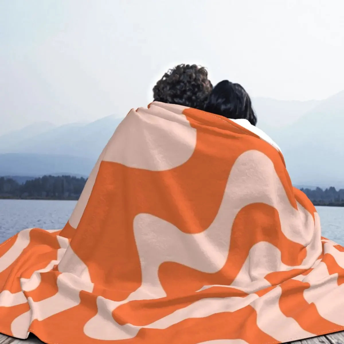 Liquid Swirl Abstract Pattern in Orange and Pale Blush Throw Blanket Stuffed Blankets Blanket Sofa