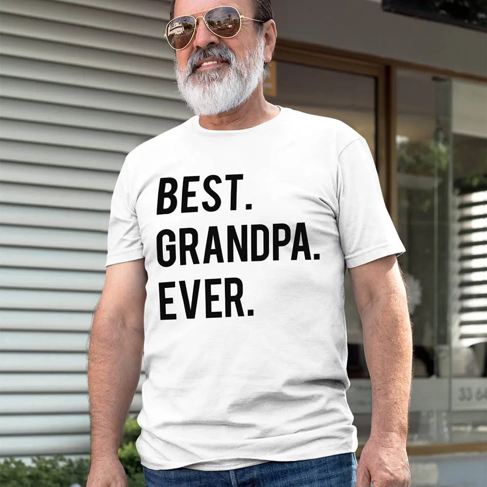 Best Grandpa Ever - Letter Print Men's T Shirt Graphic Tees n- Round Neck Short Sleeve