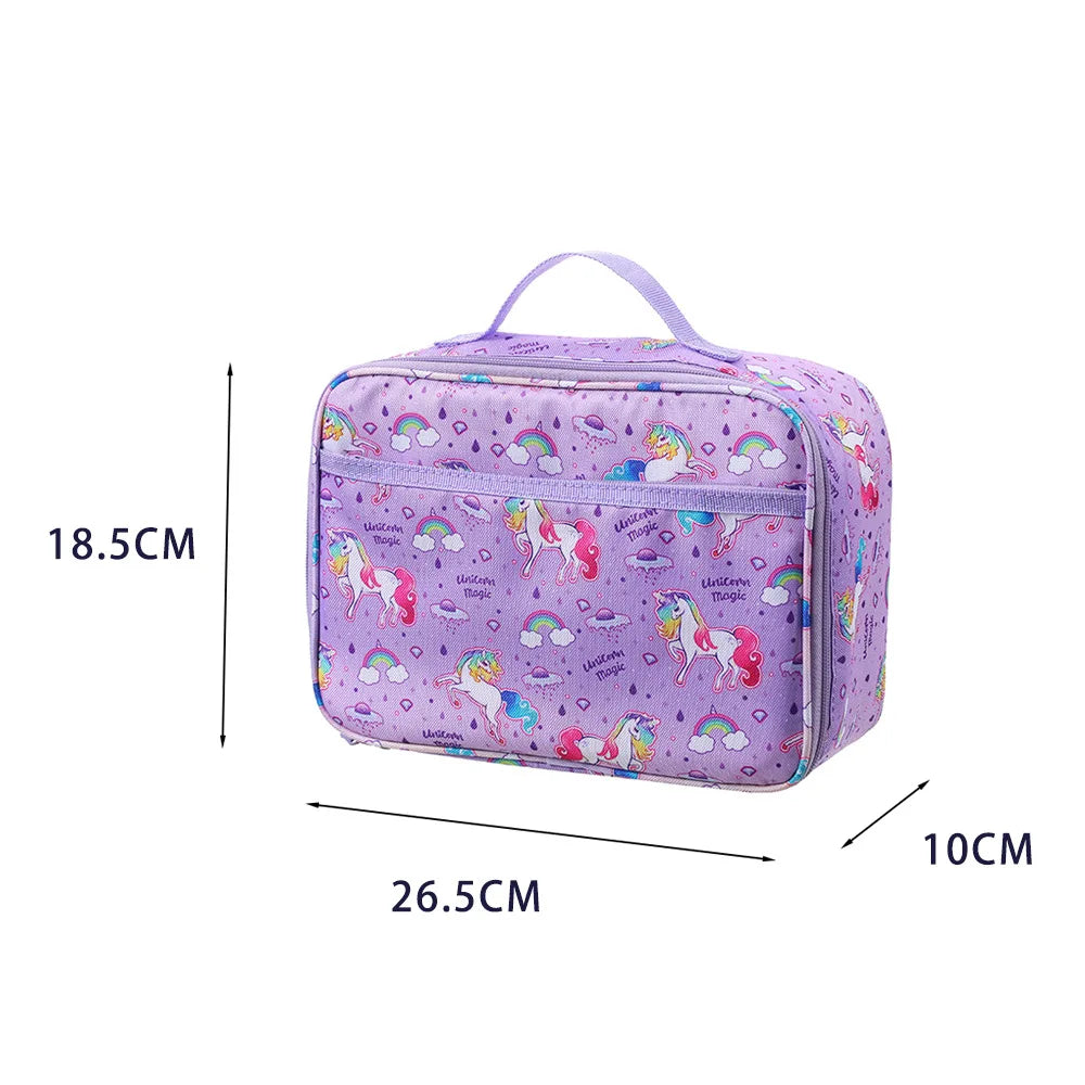 Insulation Bag Children Cartoon Rainbow Unicorn Lunch Bag Picnic Food Bag Student School Bento Bag