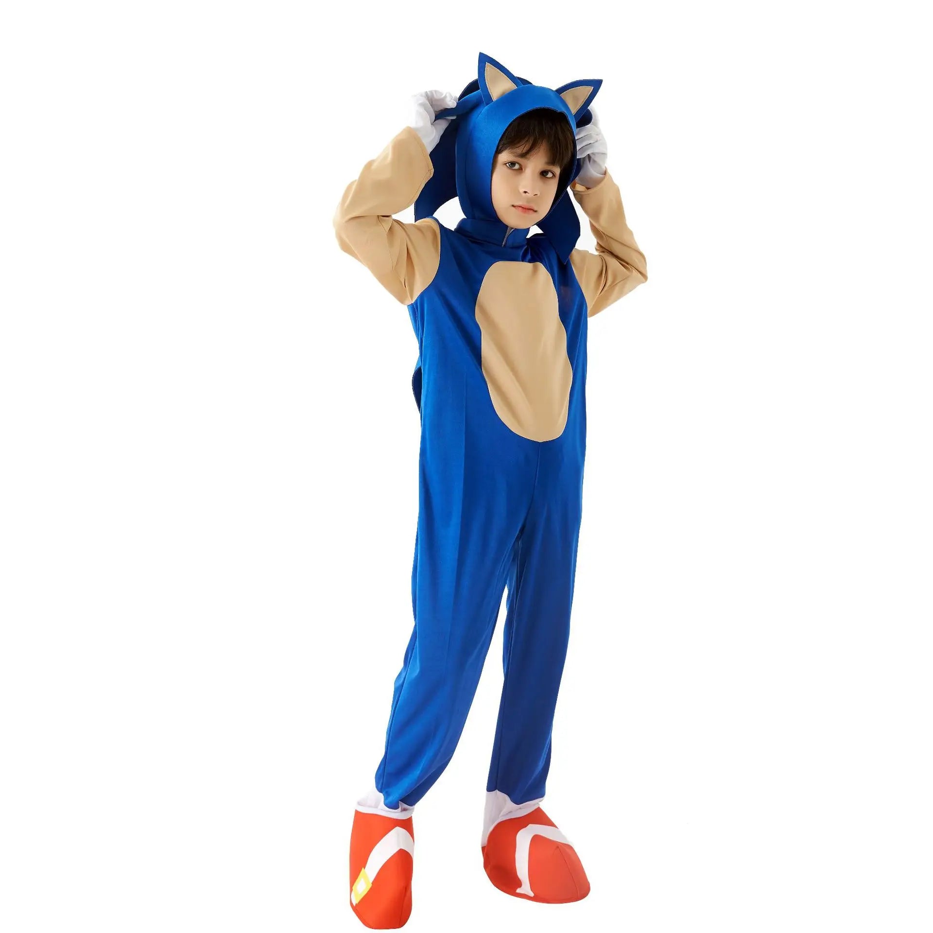 Delivery guaranteed-Order early-Sonics Cartoon Jumpsuit Bodysuit Kids Cosplay Disguise Hedgehog Cosplay Costume - Halloween