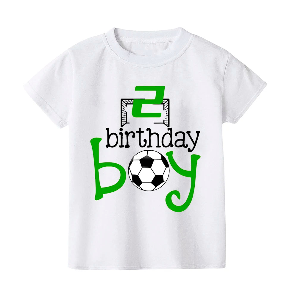 Casual Child Tee Shirt Football&birthday Print Kids T-shirt 2-9Y Fashion Short Sleeve Round Neck Tees Top Summer Soccer Clothes