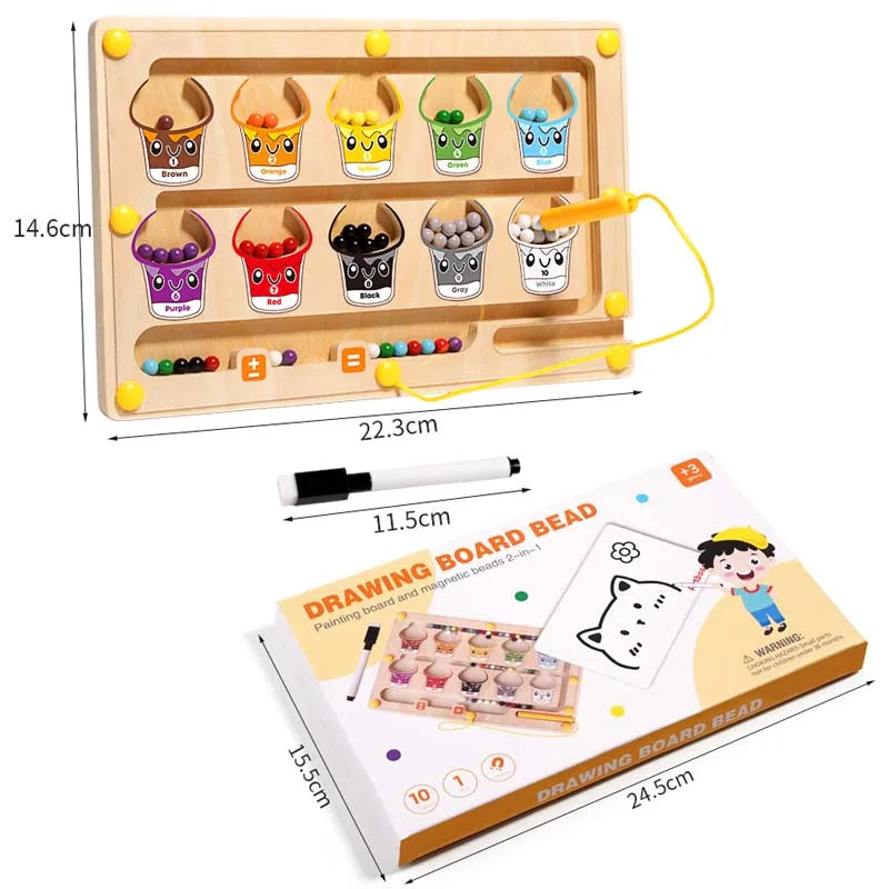 Magnetic Color Number Maze Wooden Matching Drawing Board Montessori Educational Sensory Toys Fine Motor Skills Travel Kids toys