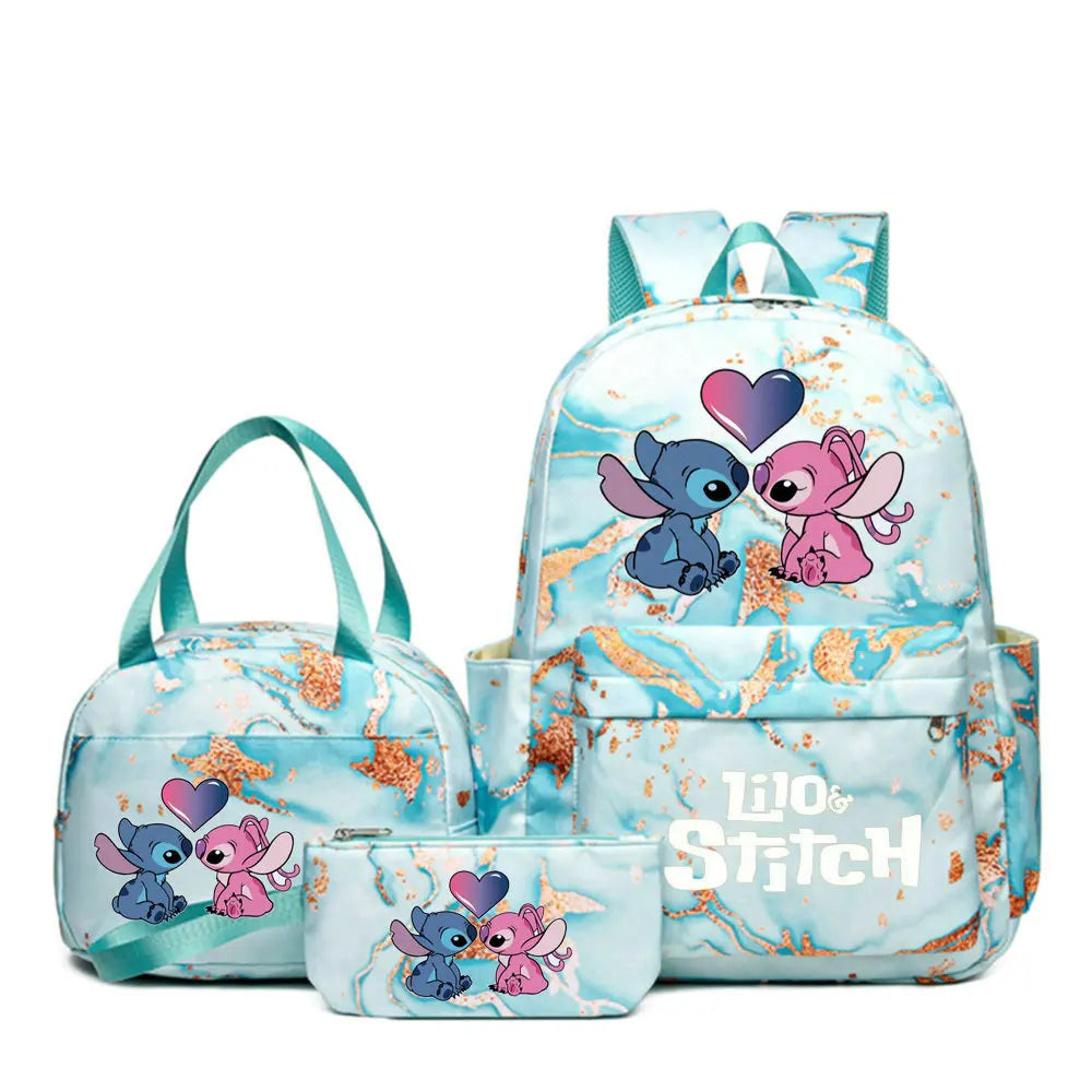 3pcs/set Lilo Stitch Backpack (B) - With Lunch Bag Students, Teenagers School Bags Set
