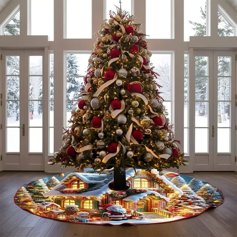 VIKAMA Cute Snowhouse Holiday Christmas Tree Dress Indoor And Outdoor Christmas Tree Dress Decorate Holiday Party Decorations