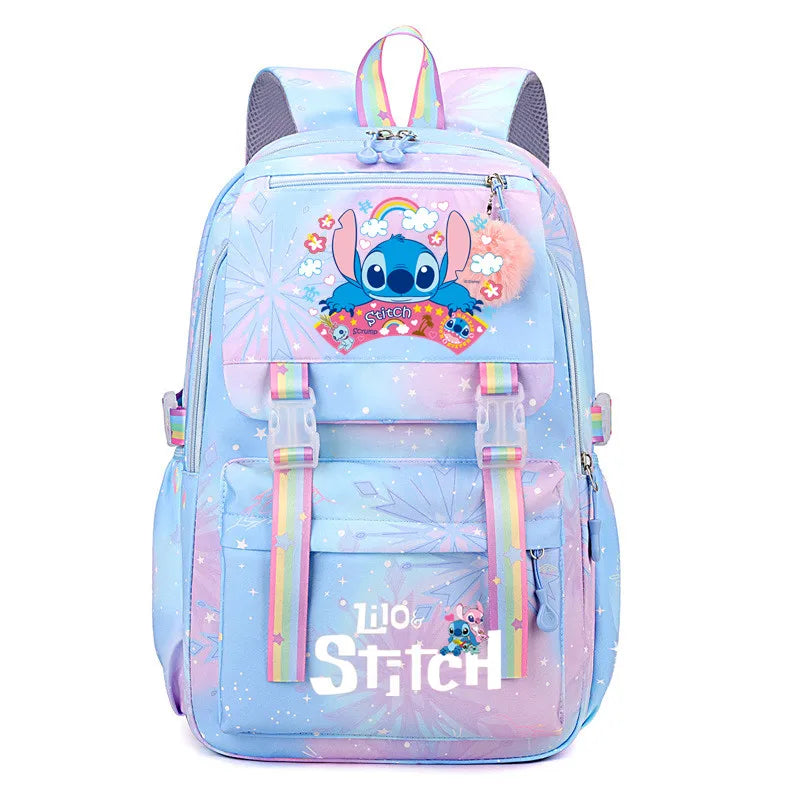 Stitch Large Capacity Backpack, Casual Nylon Cute Daypack, Cartoon Anime Schoolbag, Girl Casual Travel Commute Knapsack
