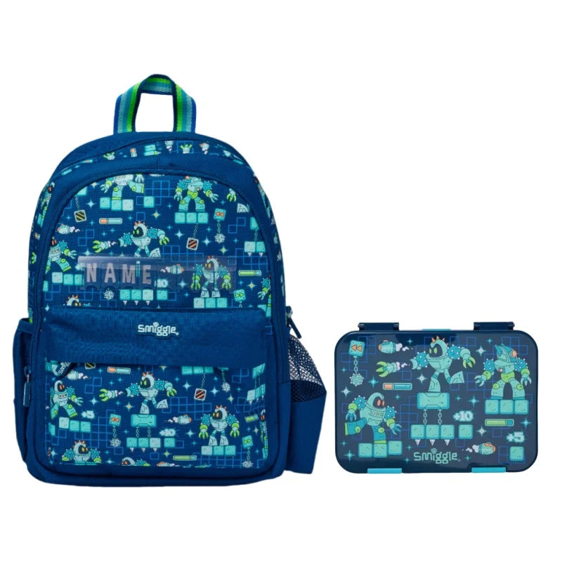 Smiggle Medium-Sized Backpack For Elementary School Students, Cartoon School Bag For Boys, Lunch Box Wallet, Student Supplies