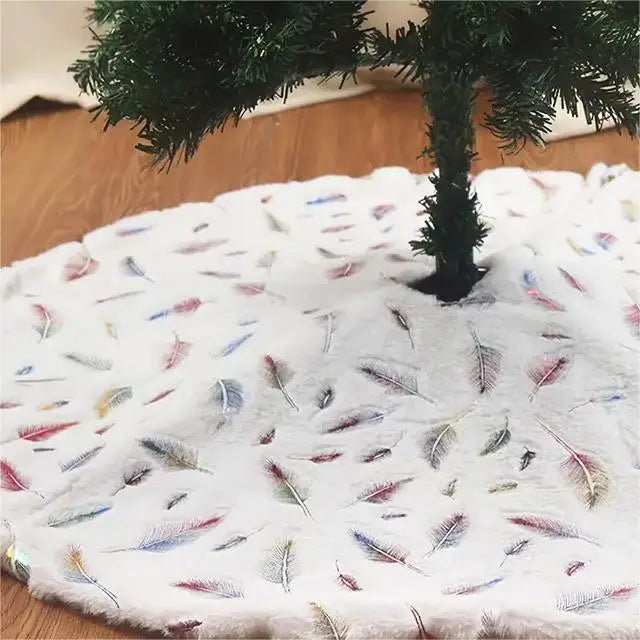Christmas Tree Skirt 90CM Plush Tree Skirt Christmas Tree Apron Family Hotel Mall Christmas Atmosphere Venue Decoration Mat