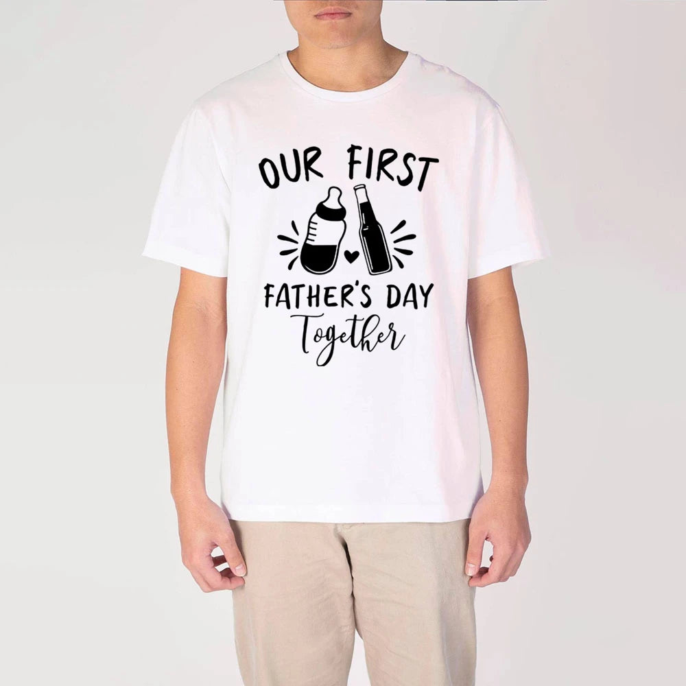 Infant's Our First Father's Day Together Outfit -  Letter Print Family Matching Set