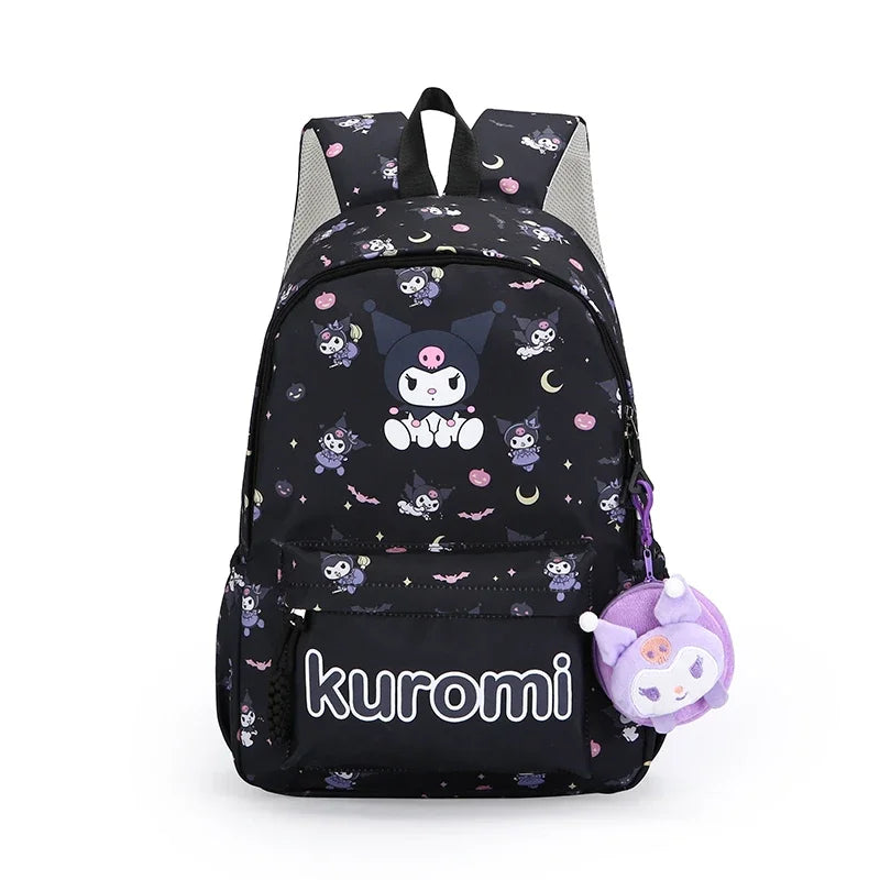 Hello Kitty Sanrio Anime Backpack, Kuromi Cinnamoroll School Bags With Wallet Charm, Student Girl Casual Travel Commute Knapsack