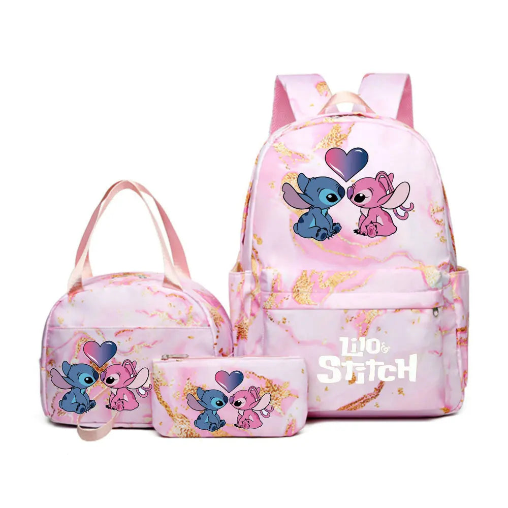 3pcs/set Lilo Stitch Backpack (B) - With Lunch Bag Students, Teenagers School Bags Set