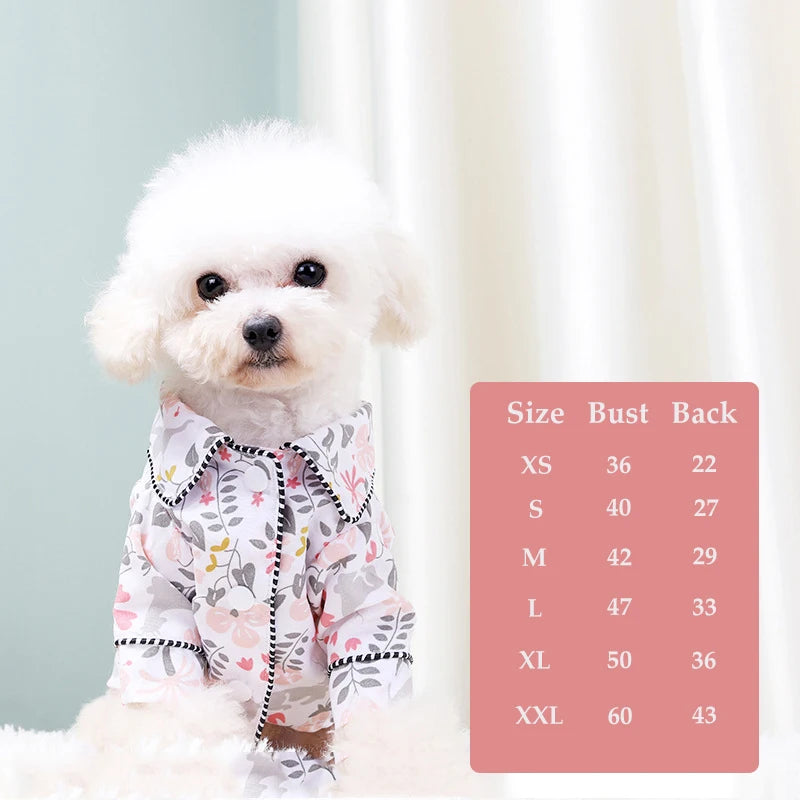 Black Dog Pajamas Autumn Winter Puppy Shirt Sleepwear Floral Pet Jumpsuit Elegant Kitten Pet Clothing for Chihuahua Yorkshire