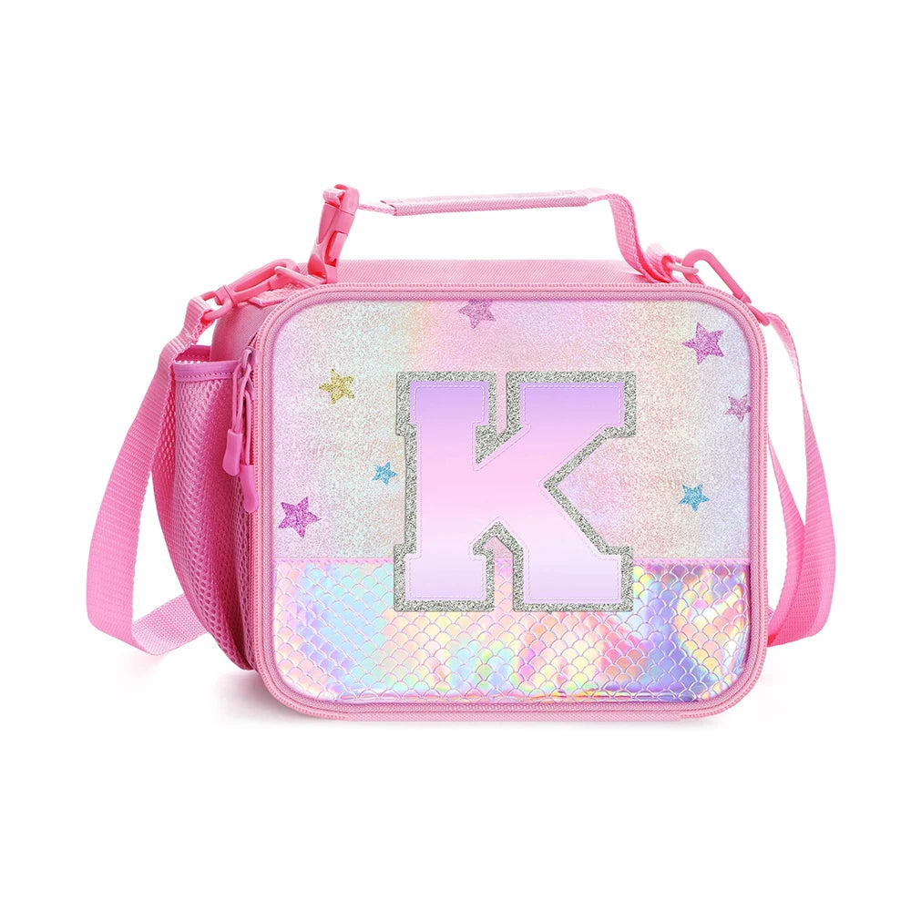 Mermaid Lunch Bag For Children's School Thermal Insulation Bag Adjustable Shoulder Strap Cute Cartoon Bento Bag Kids Lunch Bag