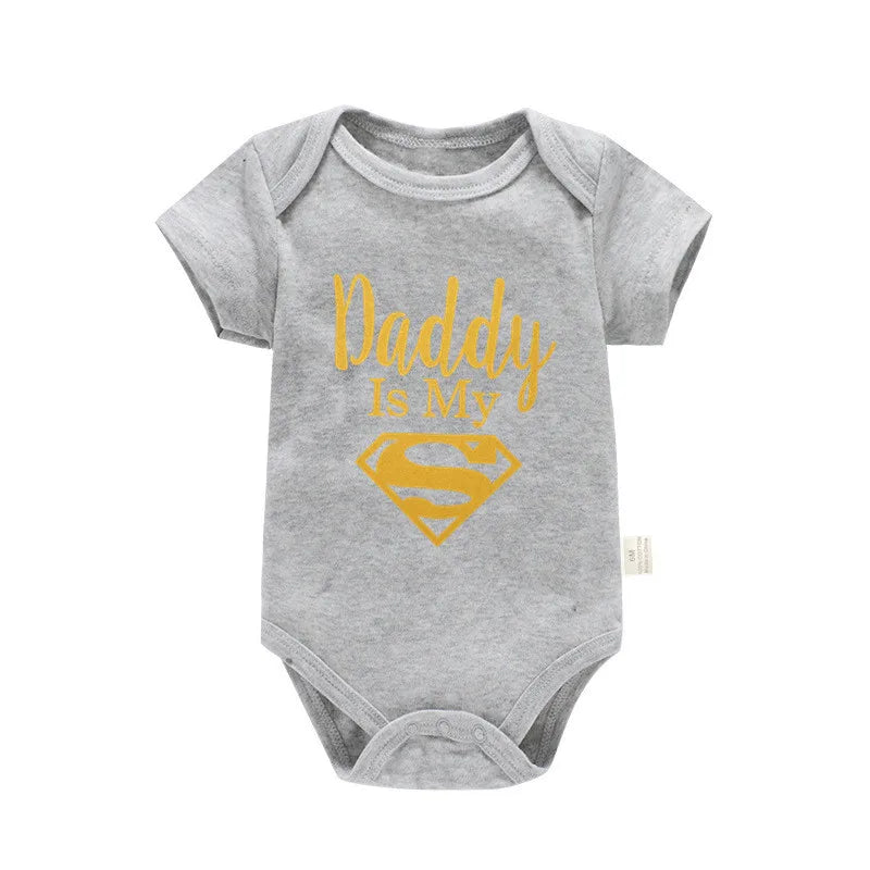 Baby Onesie - Newborn Baby Boys or Girls - Gold on Black - Daddy Is My Hero