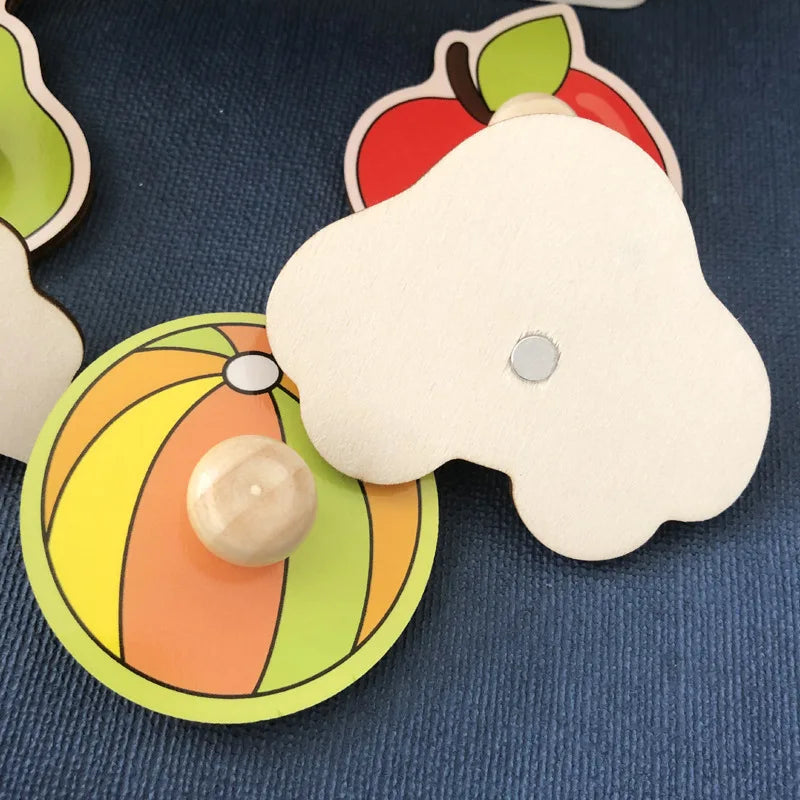 Montessori Early Education Toy - 1pcs Children's Hand Scratch Board 3D Puzzle Wooden Toys for Children Baby - Fruit Cognitive Puzzle Toy