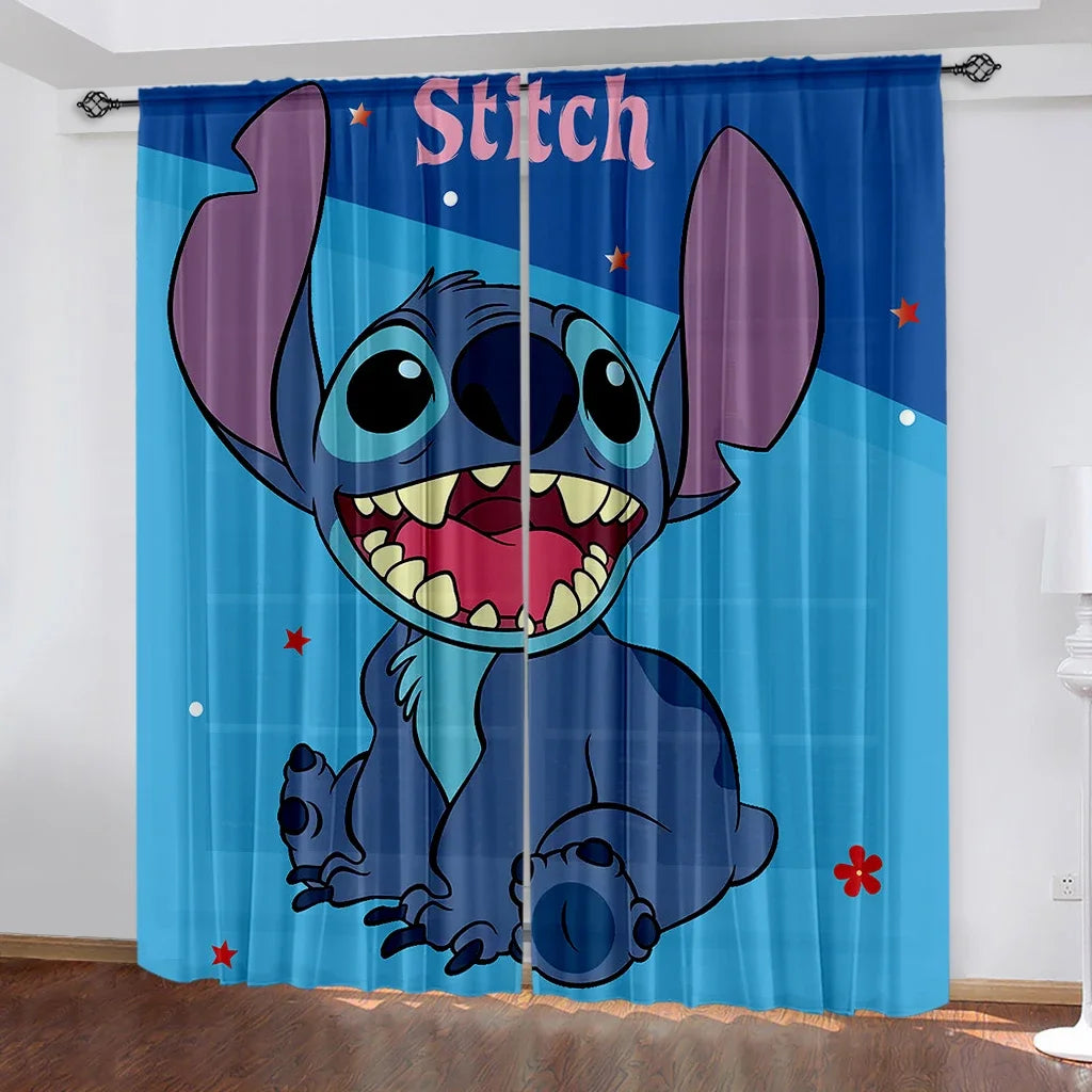 Cartoon Stitch Disney Curtains Polyester Kids Bedroom Decorations Shade Curtains Kitchen Living Room Home 2pcs Multiple Sizes