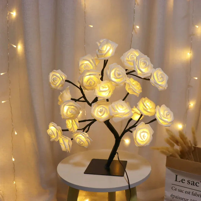 24 LED Flowers, Tree Lights USB Table Lamp Fairy Maple Leaf Night Light Home Party Christmas Wedding Bedroom Decoration Gift