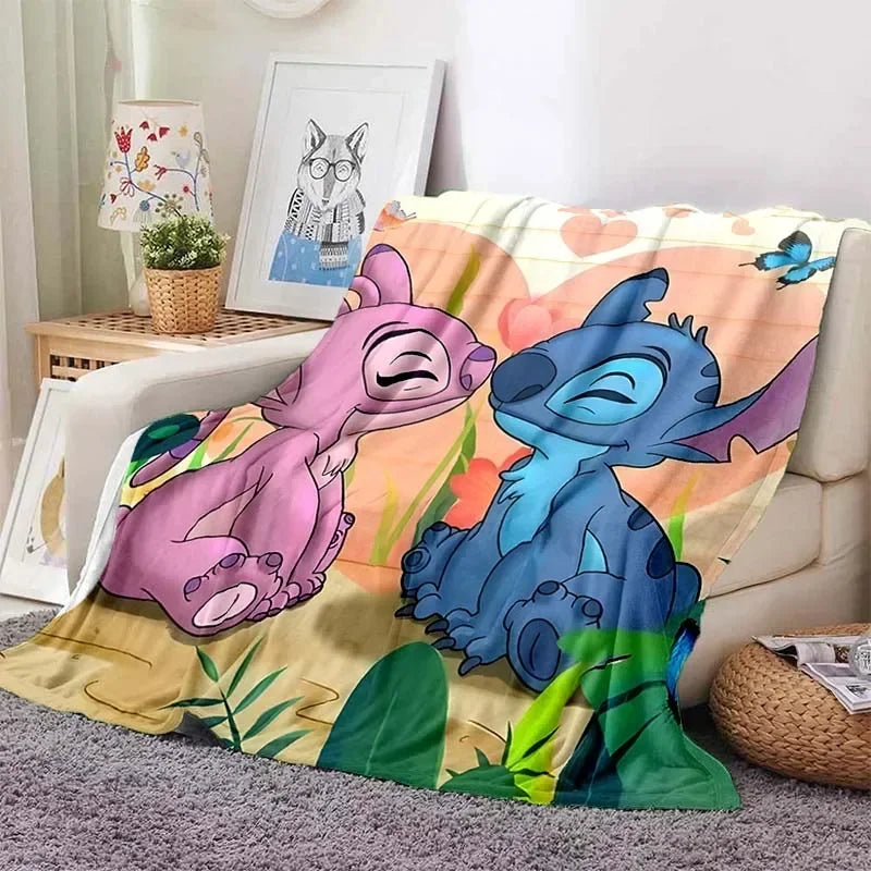 Stitch Flannel Fluffy Throw Camping Blanket for Children Sofa Throw Blanket Modern Fashion Gift Miniso Girlfriend Gift