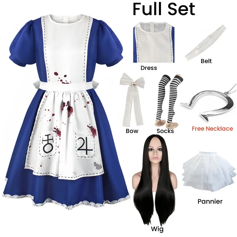 Delivery guaranteed-Order early-Anime Alice Princess Dress Maid Apron Dress Game Madness Returns Alice Cosplay Costume For Women Girls Halloween Party
