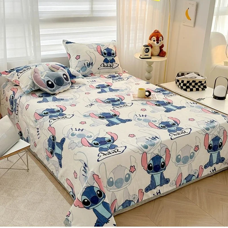 Stitch Cartoon Blanket Lightweight Style Home Textile Flannel Soft Throw Blanket Bedding Sofa Cover
