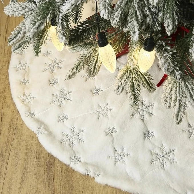 Christmas Tree Skirt 90CM Plush Tree Skirt Christmas Tree Apron Family Hotel Mall Christmas Atmosphere Venue Decoration Mat