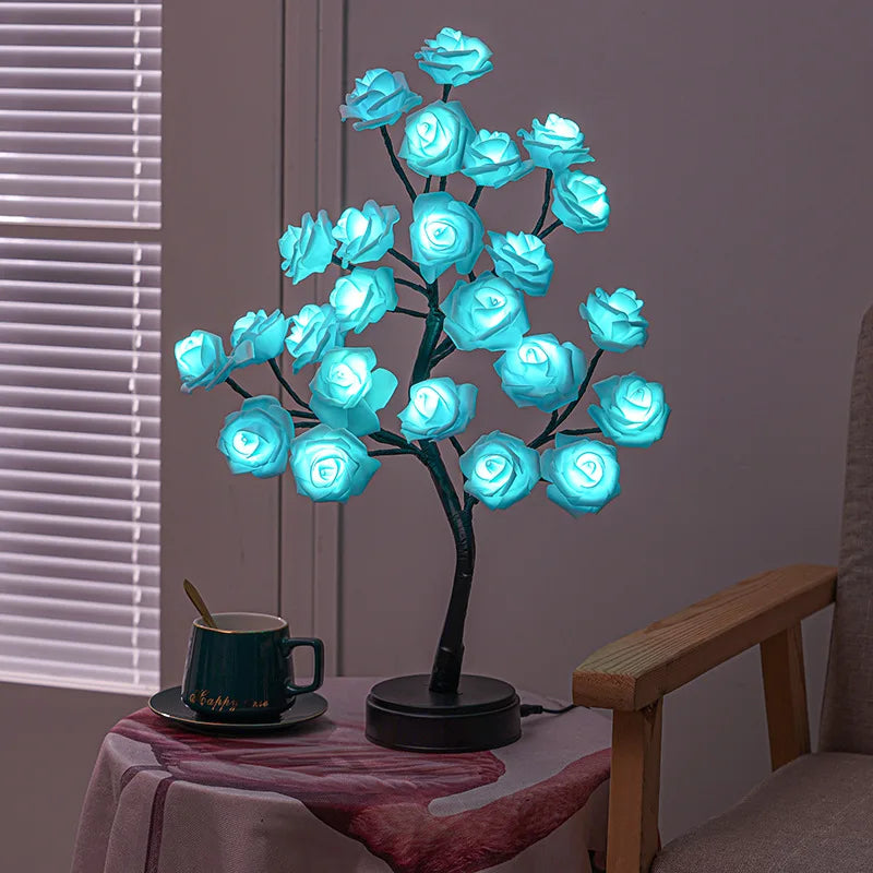 24 LED Flowers, Tree Lights USB Table Lamp Fairy Maple Leaf Night Light Home Party Christmas Wedding Bedroom Decoration Gift