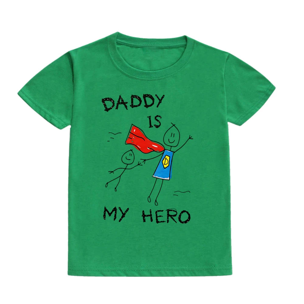 Daddy Is My Hero Kids T-Shirt - Casual Toddler Short Sleeve T-shirt Children