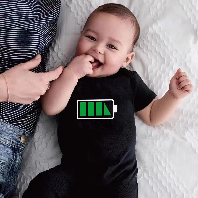 Funny Battery Print Family T Shirt - Daddy Son Family Matching T-shirts