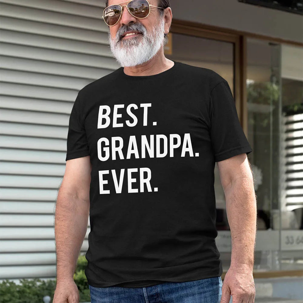 Best Grandpa Ever - Letter Print Men's T Shirt Graphic Tees n- Round Neck Short Sleeve