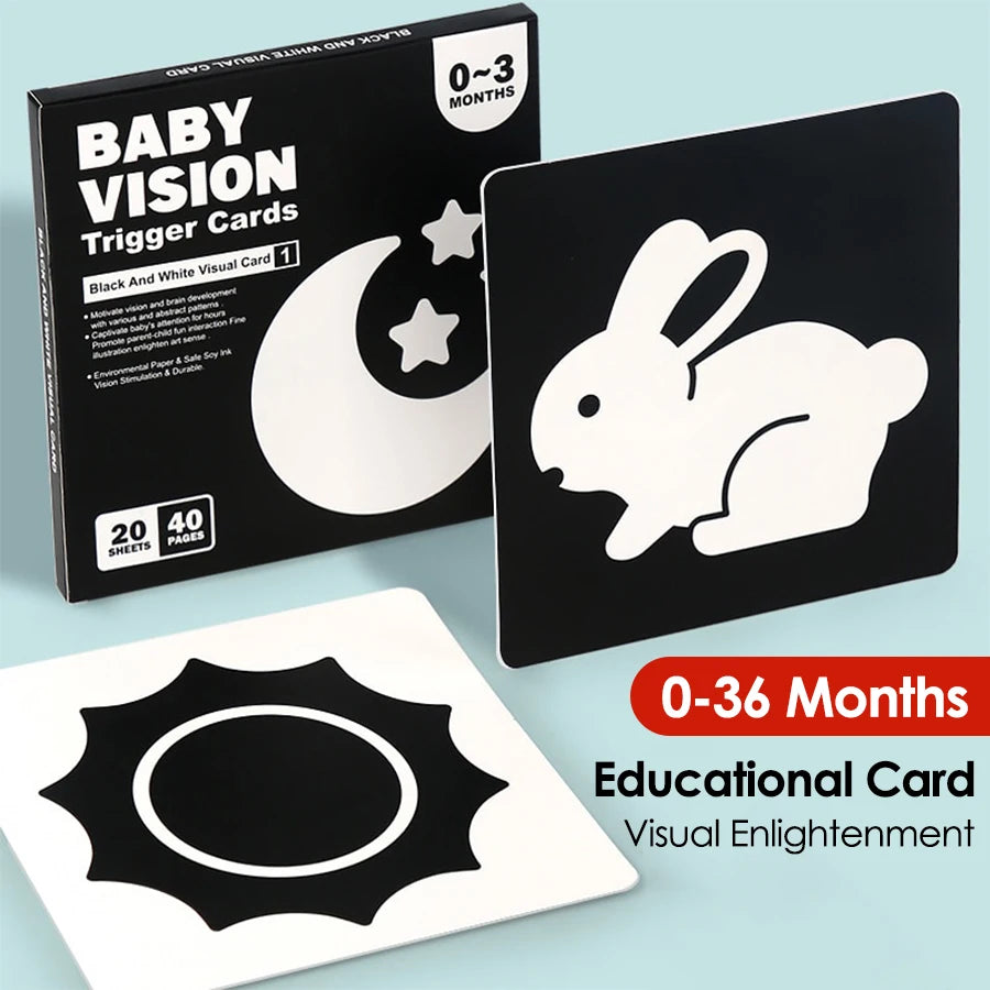 20 sheets/pack Baby Visual Stimulation Cards - Montessori High Contrast Flash Card for Infant - Children Cognition Toy