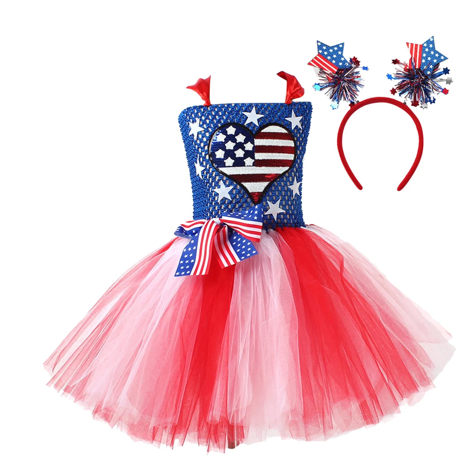 Little Girls Shirt Dress Toddler Kids Girls Fourth Of July Independent Day Costume Girls Vestidos De Fiesta Para NiñAs
