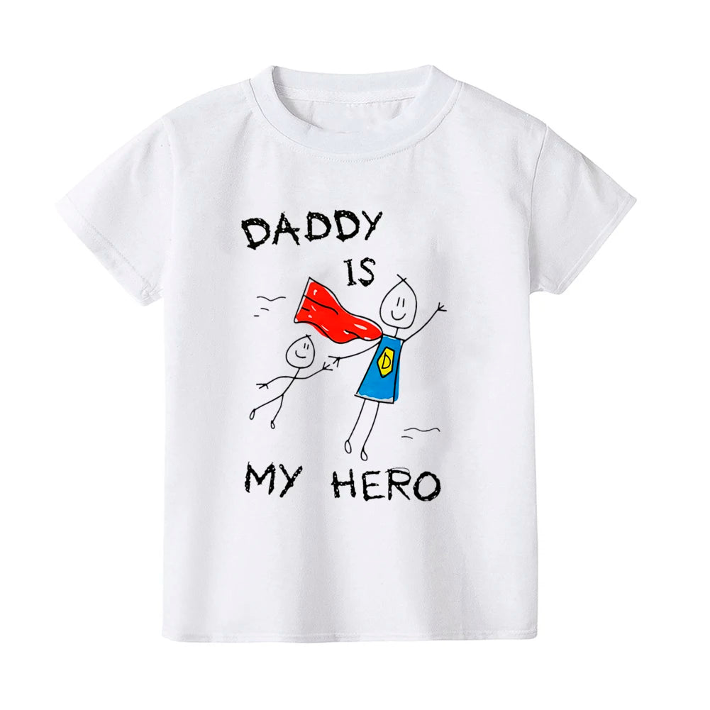 Daddy Is My Hero Kids T-Shirt - Casual Toddler Short Sleeve T-shirt Children