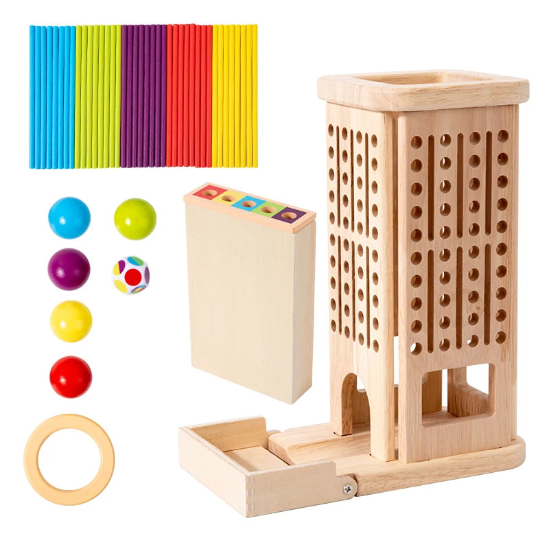 Montessori Toys 3 in 1 Wooden Stick and Tower Game Arithmetic Early Education Thinking Training Parent-child Interactive Toy