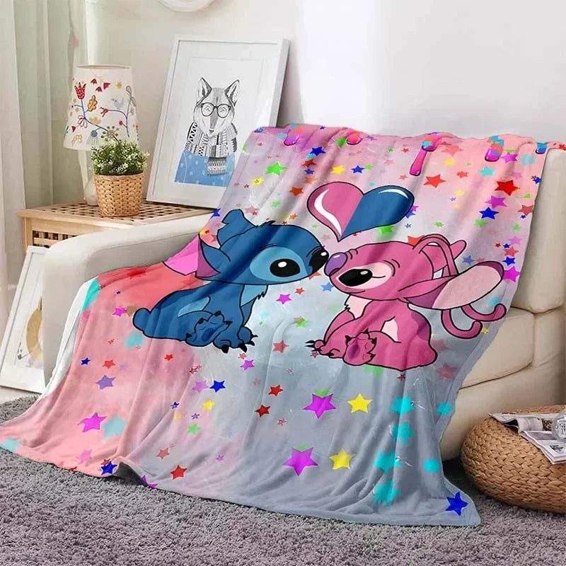 Stitch Flannel Fluffy Throw Camping Blanket for Children Sofa Throw Blanket Modern Fashion Gift Miniso Girlfriend Gift