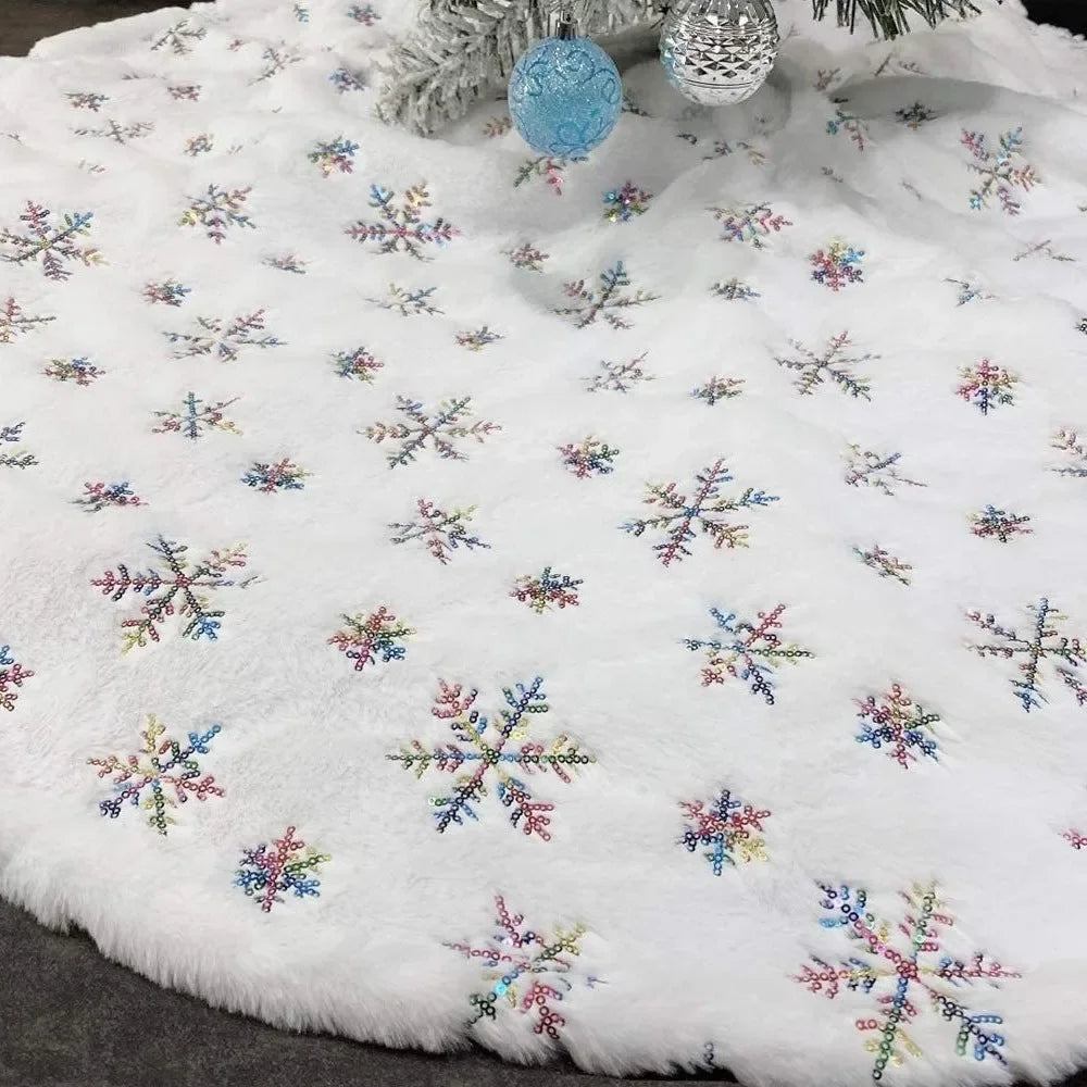 Christmas Tree Skirt 90CM Plush Tree Skirt Christmas Tree Apron Family Hotel Mall Christmas Atmosphere Venue Decoration Mat