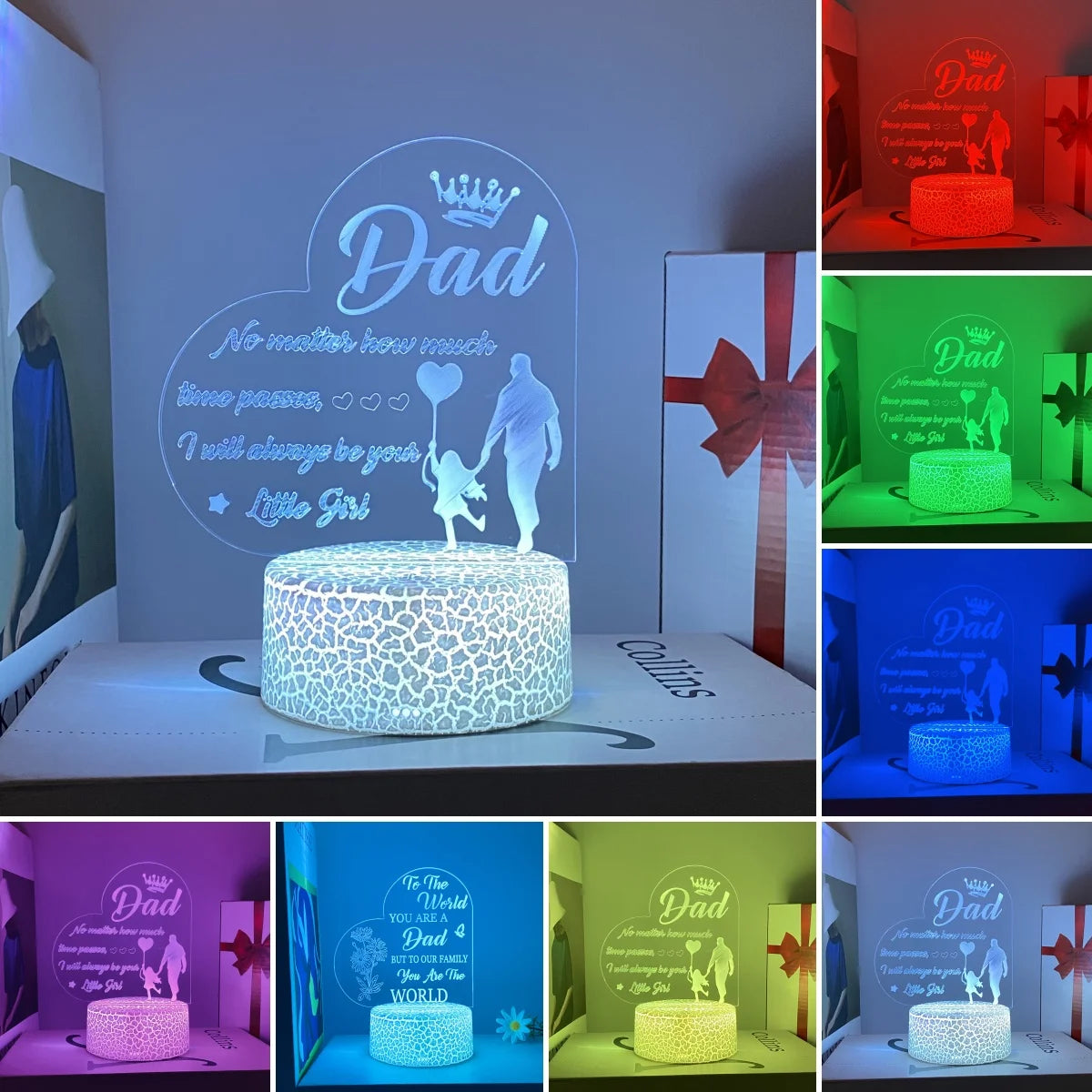 1pcs Father's Day atmosphere LED night light, study bedroom atmosphere decoration, USB plug, holiday gift night light.