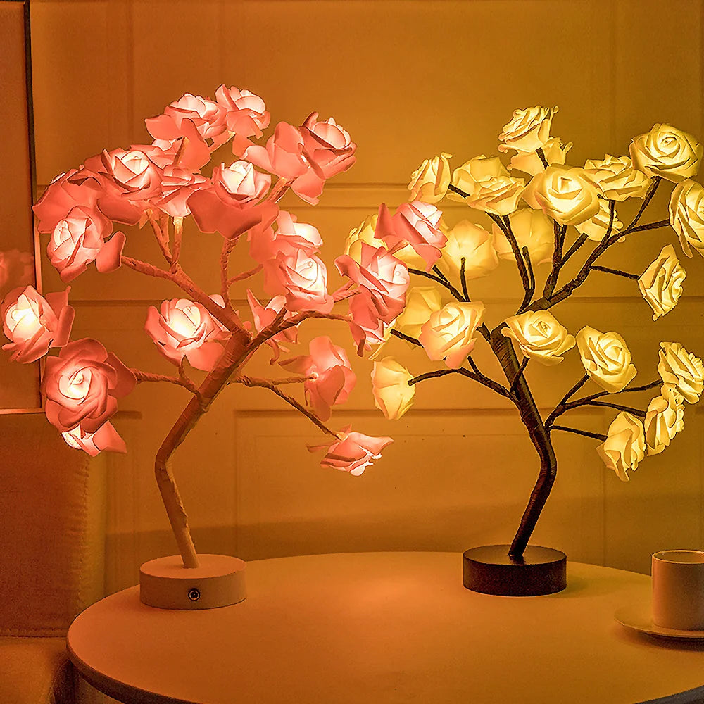 24 LED Flowers, Tree Lights USB Table Lamp Fairy Maple Leaf Night Light Home Party Christmas Wedding Bedroom Decoration Gift