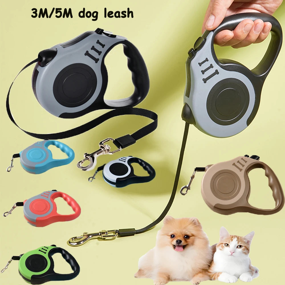 3M/5Metre Dog Leash Walking Automatic Pet Collar ABS Case Nylon Rope Dog Harness Dog footprint Puppy Dog Footprints Keychain